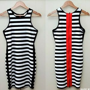 Rachel Roy Black And White Striped Dress